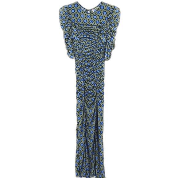 Free People Briella Ruched Midi Dress Size XS Feminine Romantic Y2K 90s Retro - Picture 1 of 12